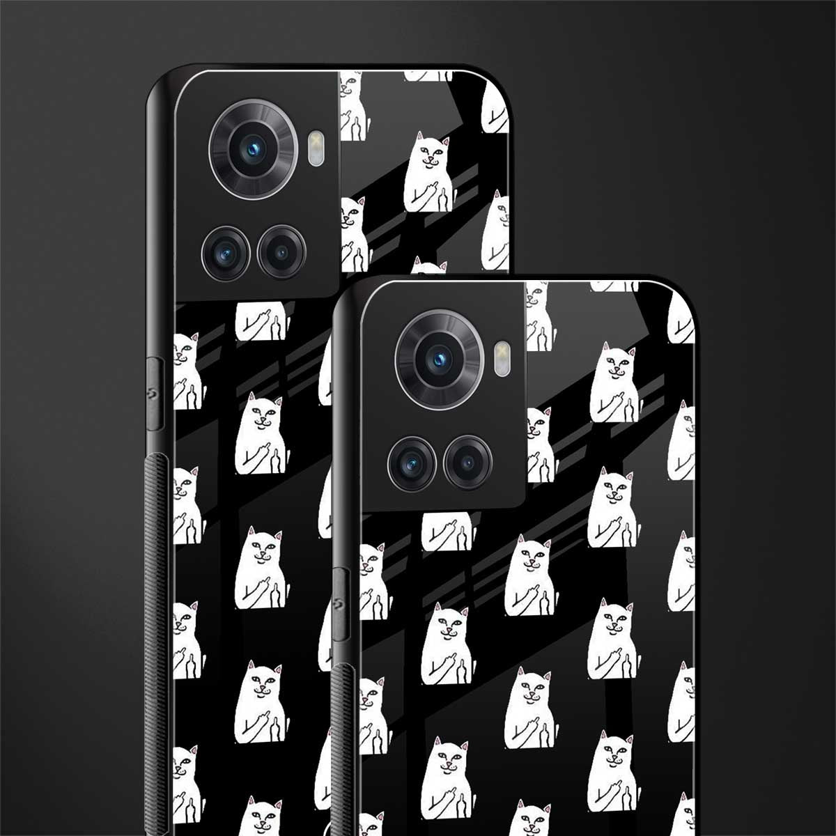middle finger cat meme back phone cover | glass case for oneplus 10r 5g