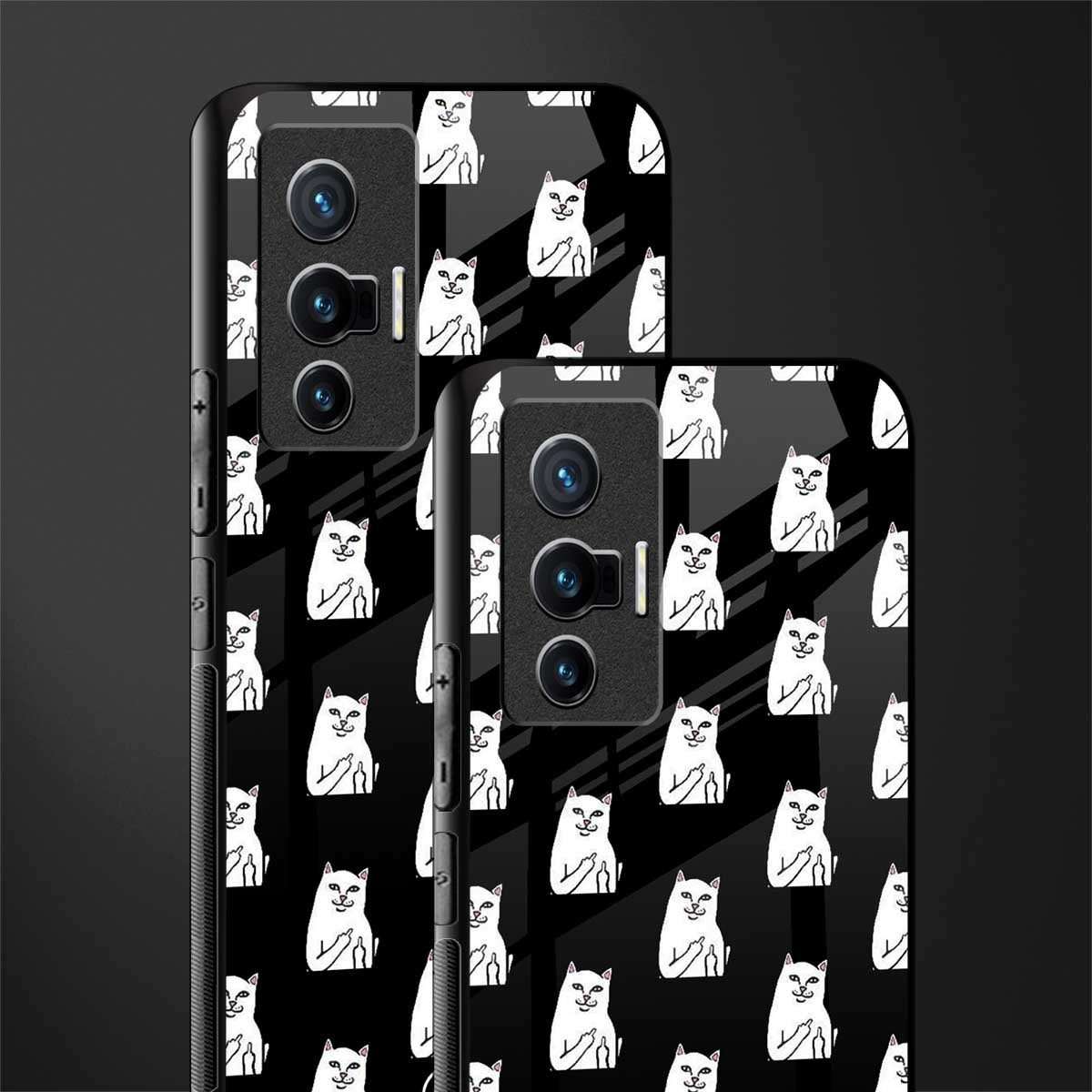 middle finger cat meme glass case for vivo x70 image-2