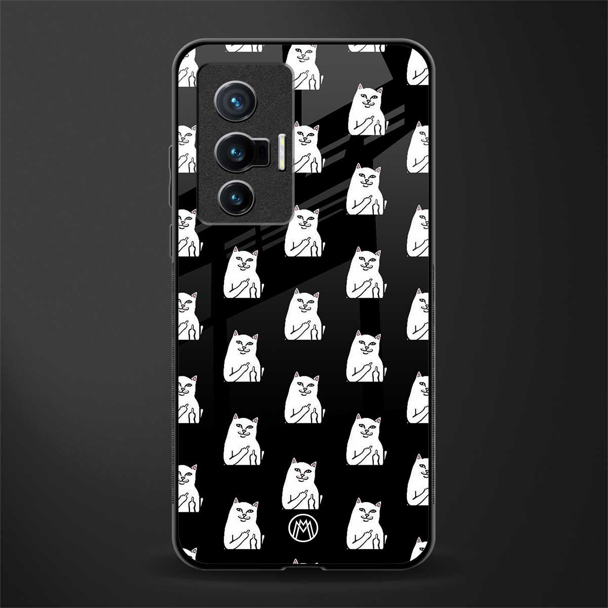 middle finger cat meme glass case for vivo x70 image