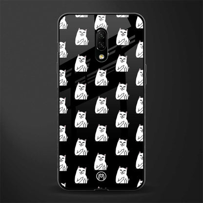 middle finger cat meme glass case for oneplus 7 image