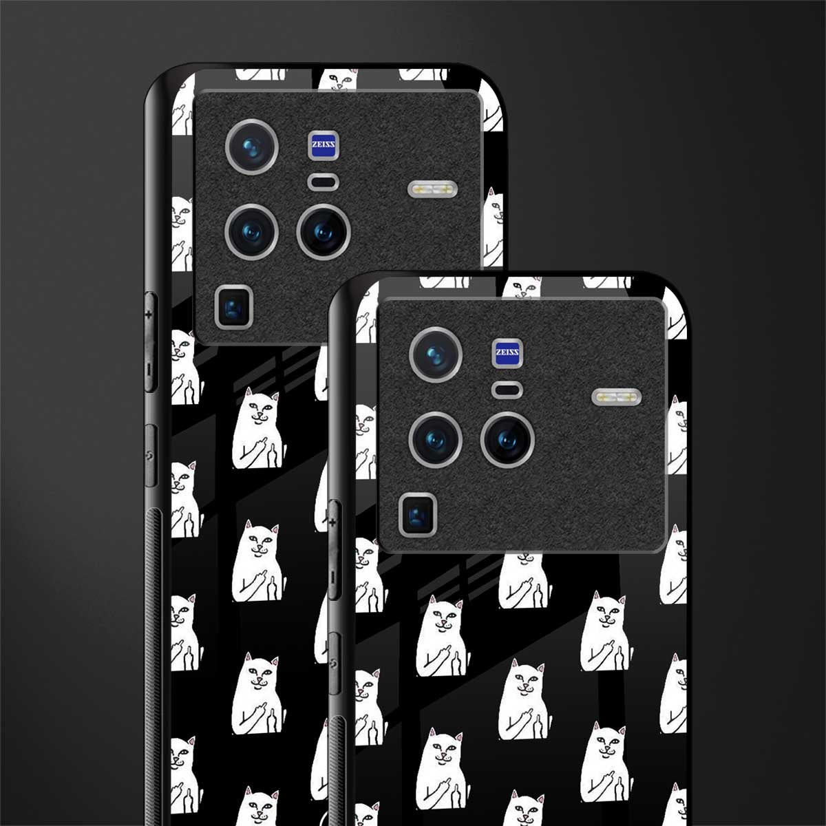 middle finger cat meme glass case for vivo x80 pro 5g image-2