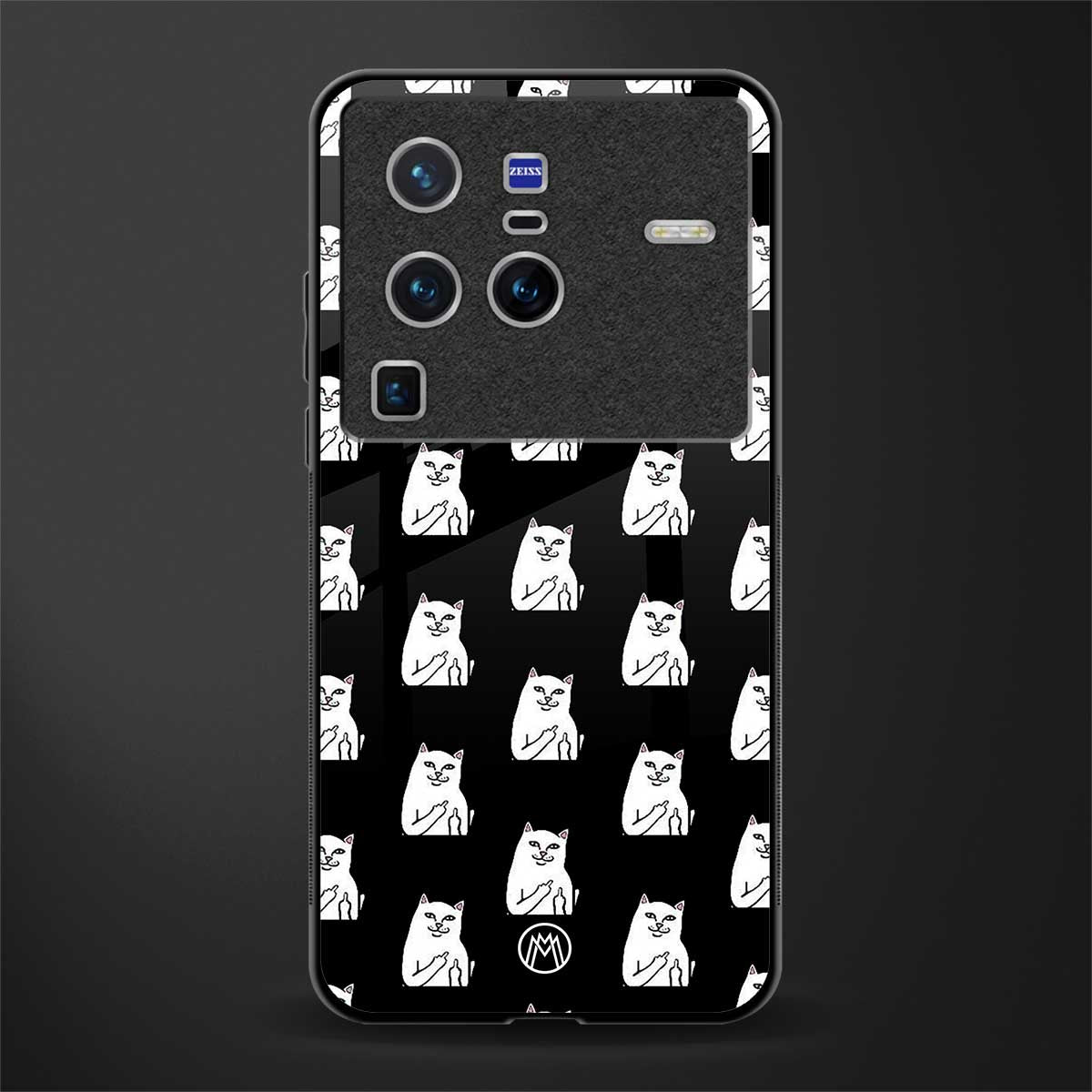 middle finger cat meme glass case for vivo x80 pro 5g image