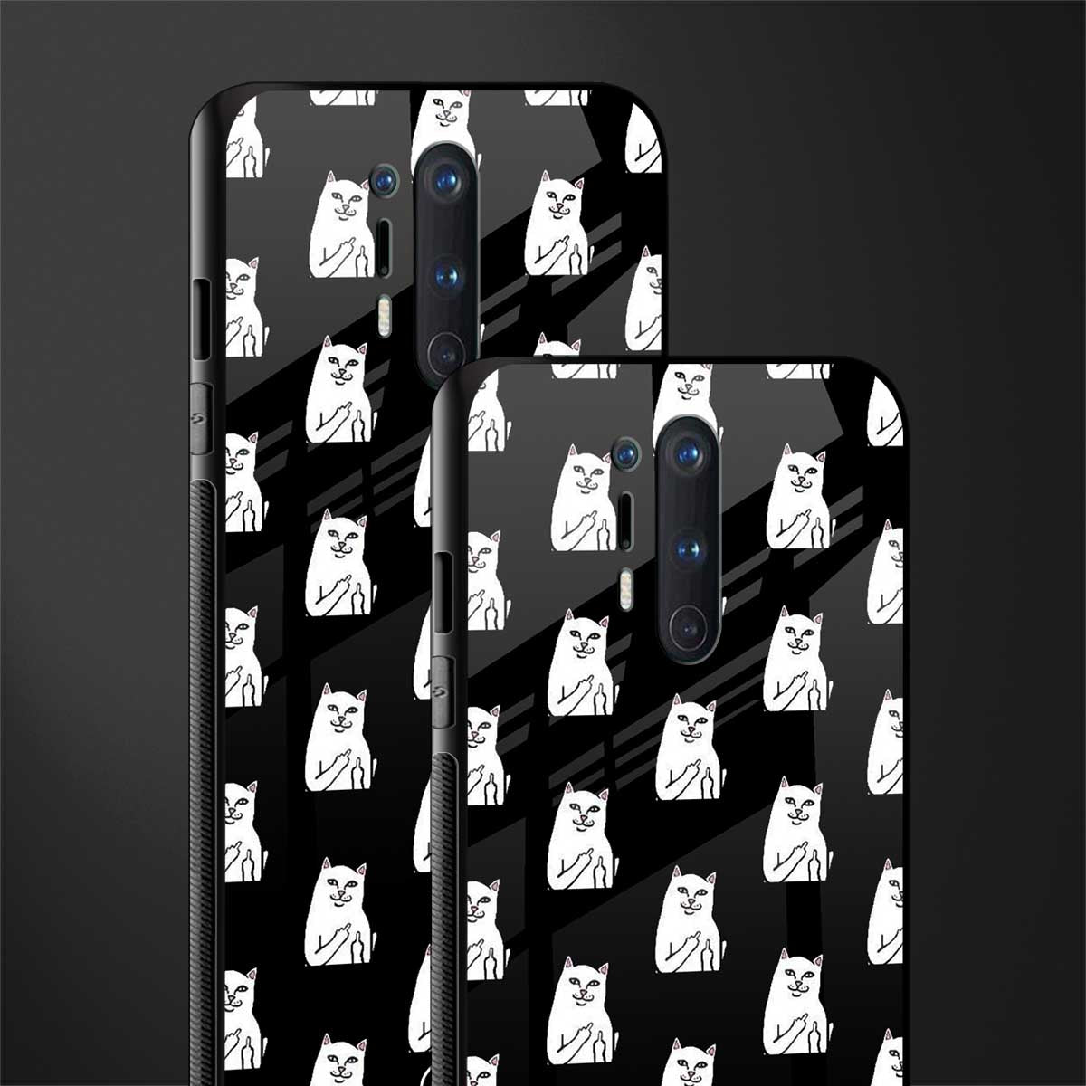 middle finger cat meme glass case for oneplus 8 pro image-2