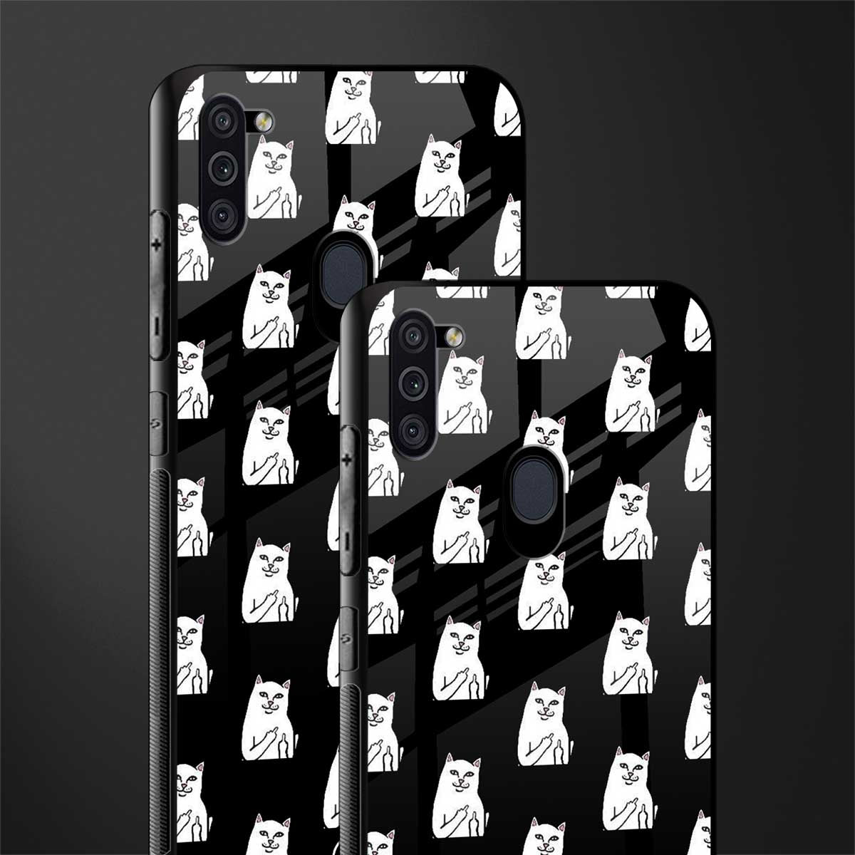 middle finger cat meme glass case for samsung galaxy m11 image-2
