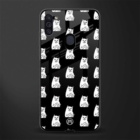 middle finger cat meme glass case for samsung galaxy m11 image