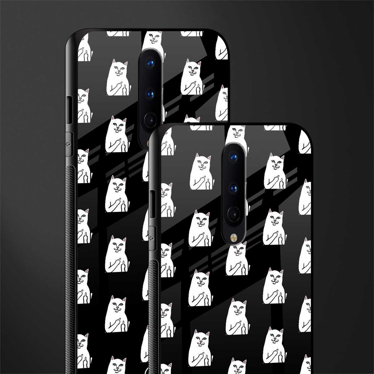 middle finger cat meme glass case for oneplus 8 image-2