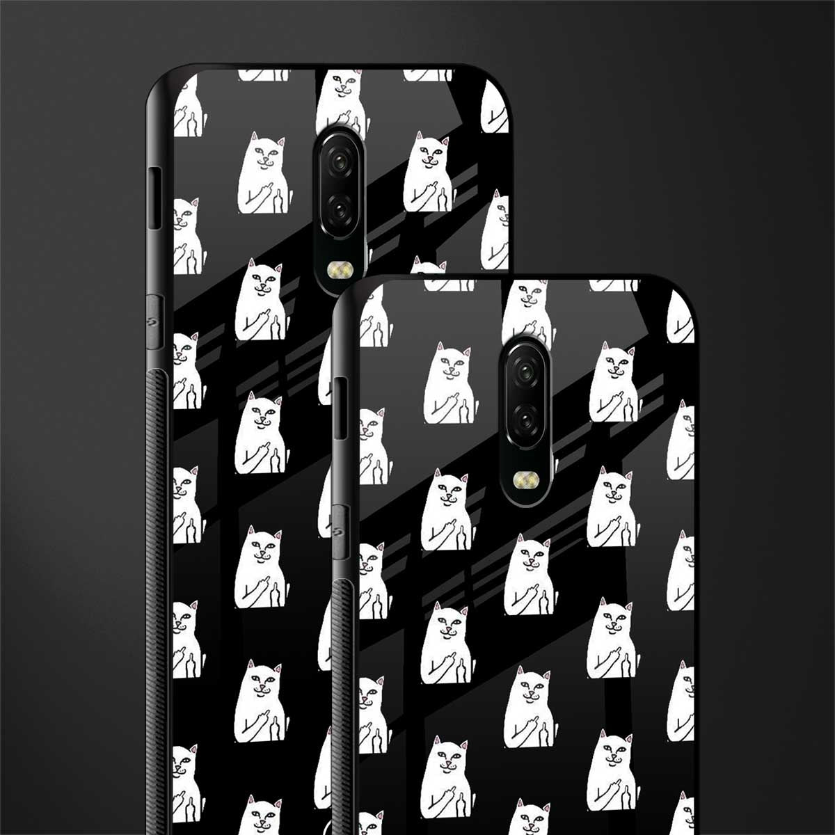 middle finger cat meme glass case for oneplus 6t image-2