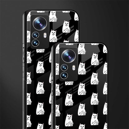 middle finger cat meme back phone cover | glass case for xiaomi 12 pro