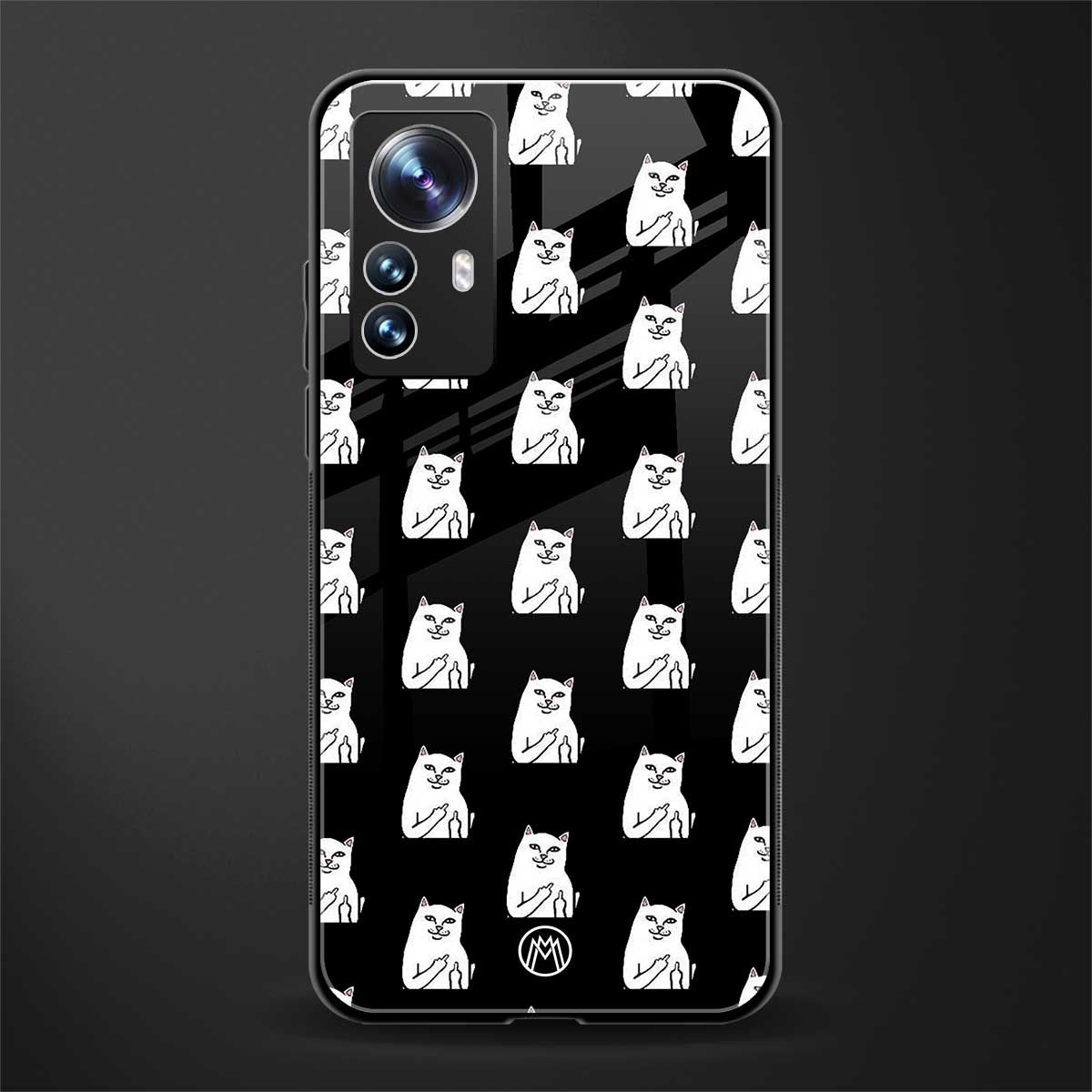 middle finger cat meme back phone cover | glass case for xiaomi 12 pro