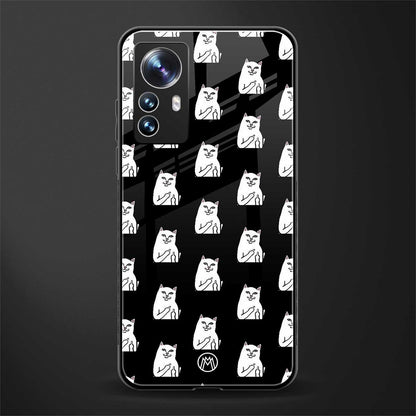 middle finger cat meme back phone cover | glass case for xiaomi 12 pro