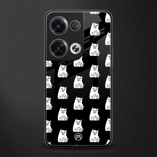 middle finger cat meme back phone cover | glass case for oppo reno 8