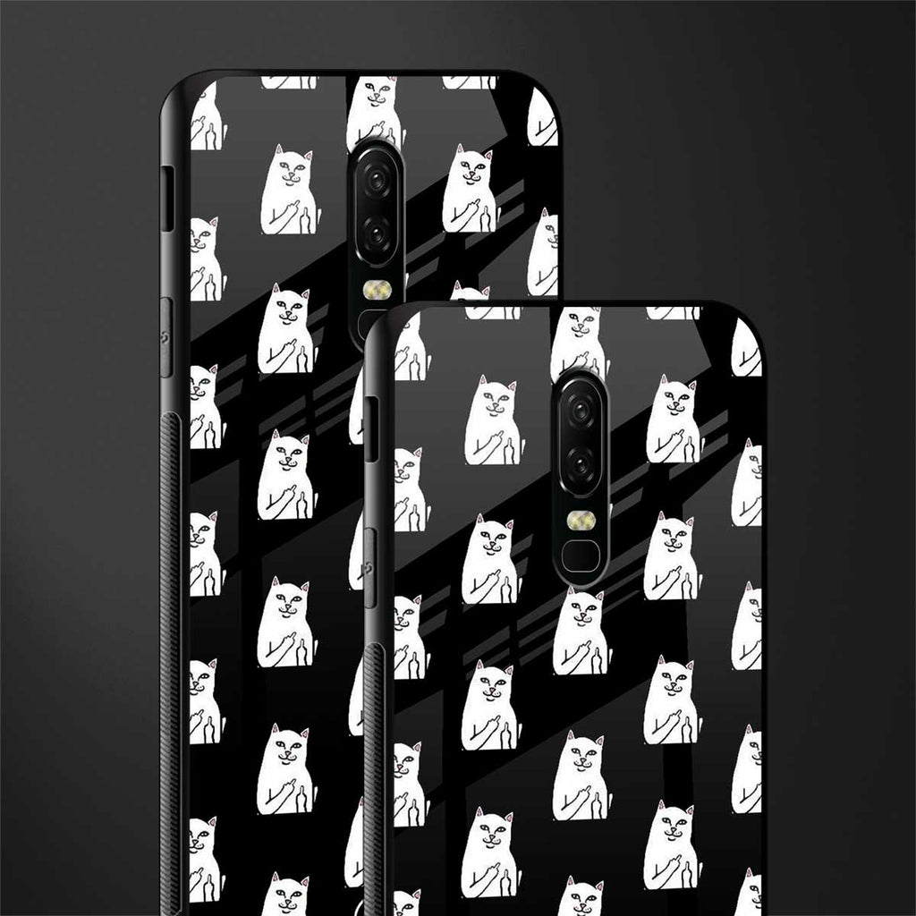 middle finger cat meme glass case for oneplus 6 image-2