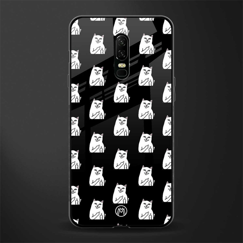 middle finger cat meme glass case for oneplus 6 image