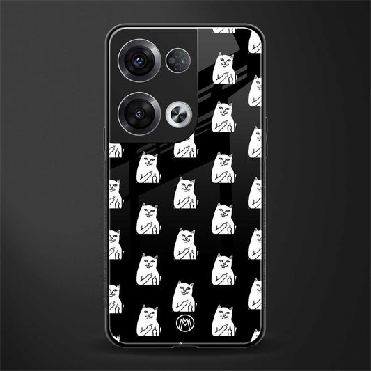 middle finger cat meme back phone cover | glass case for oppo reno 8 pro