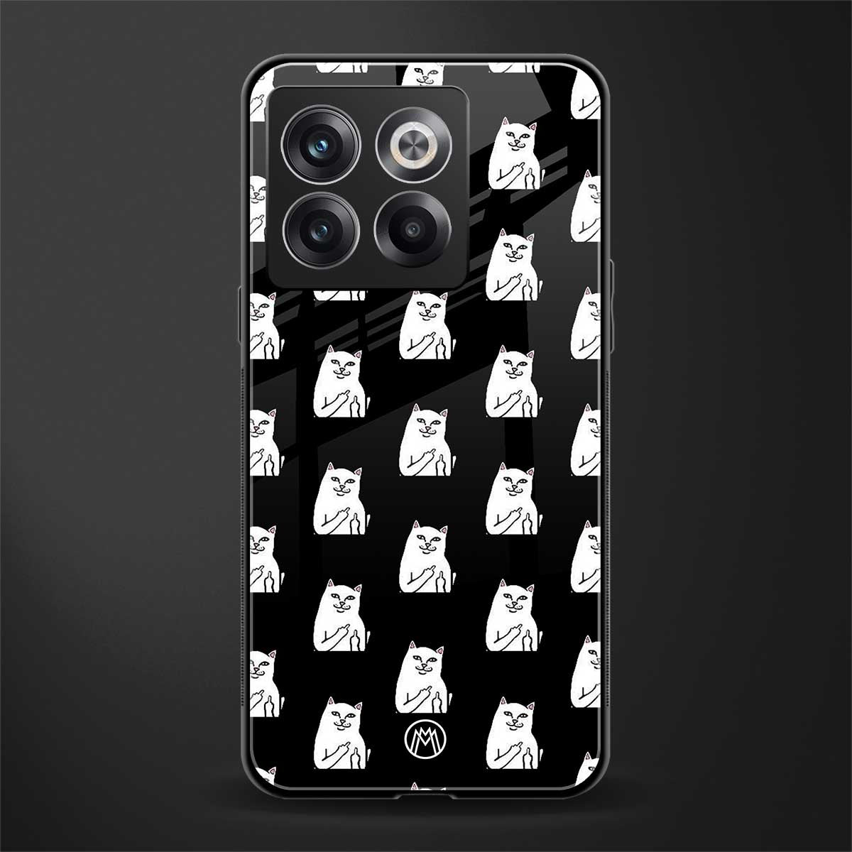 middle finger cat meme back phone cover | glass case for oneplus 10t