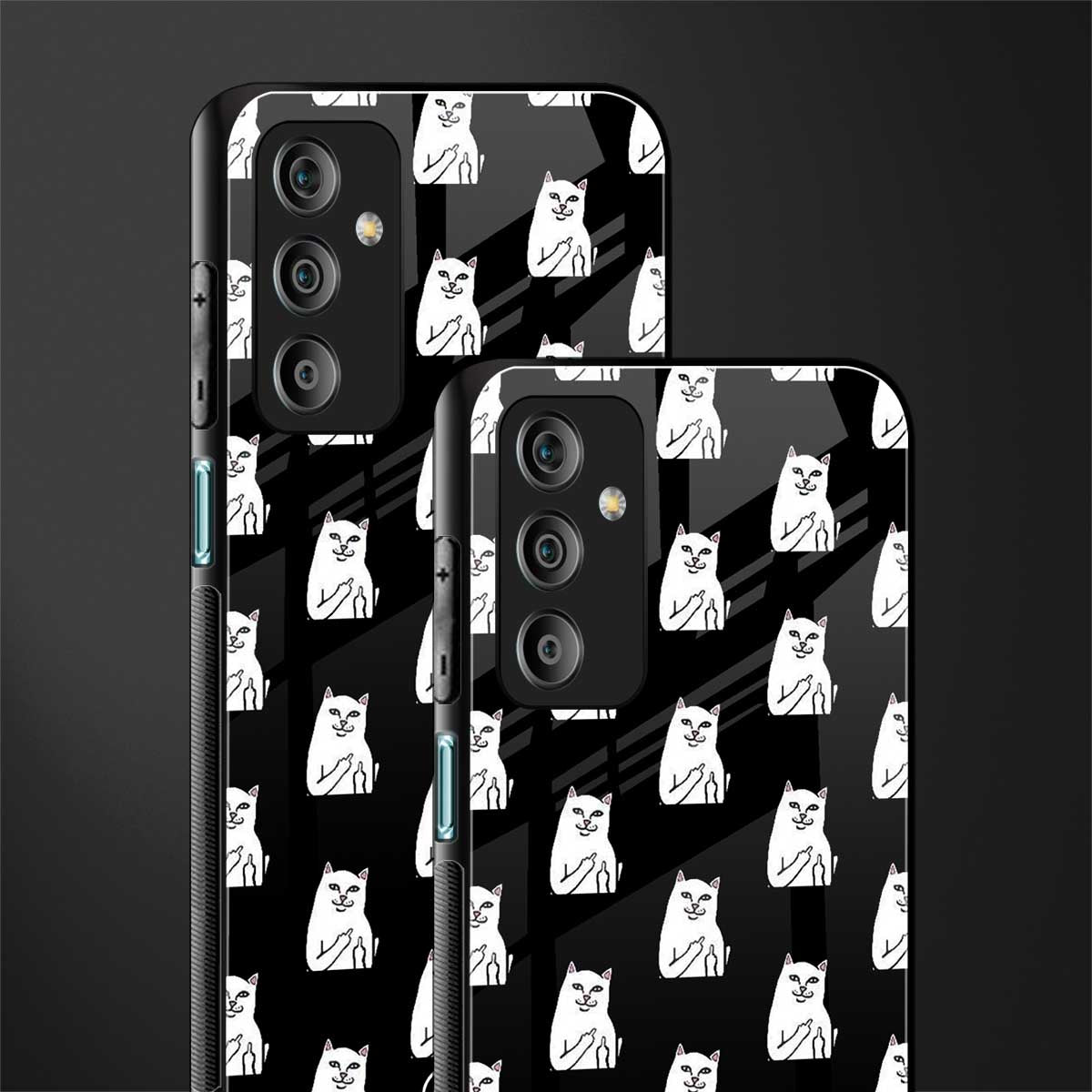 middle finger cat meme back phone cover | glass case for samsung galaxy f23 5g