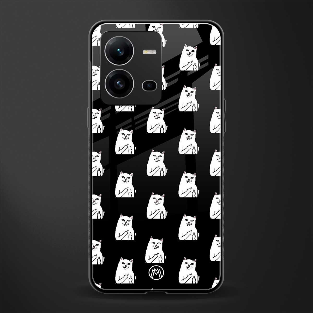 middle finger cat meme back phone cover | glass case for vivo v25-5g