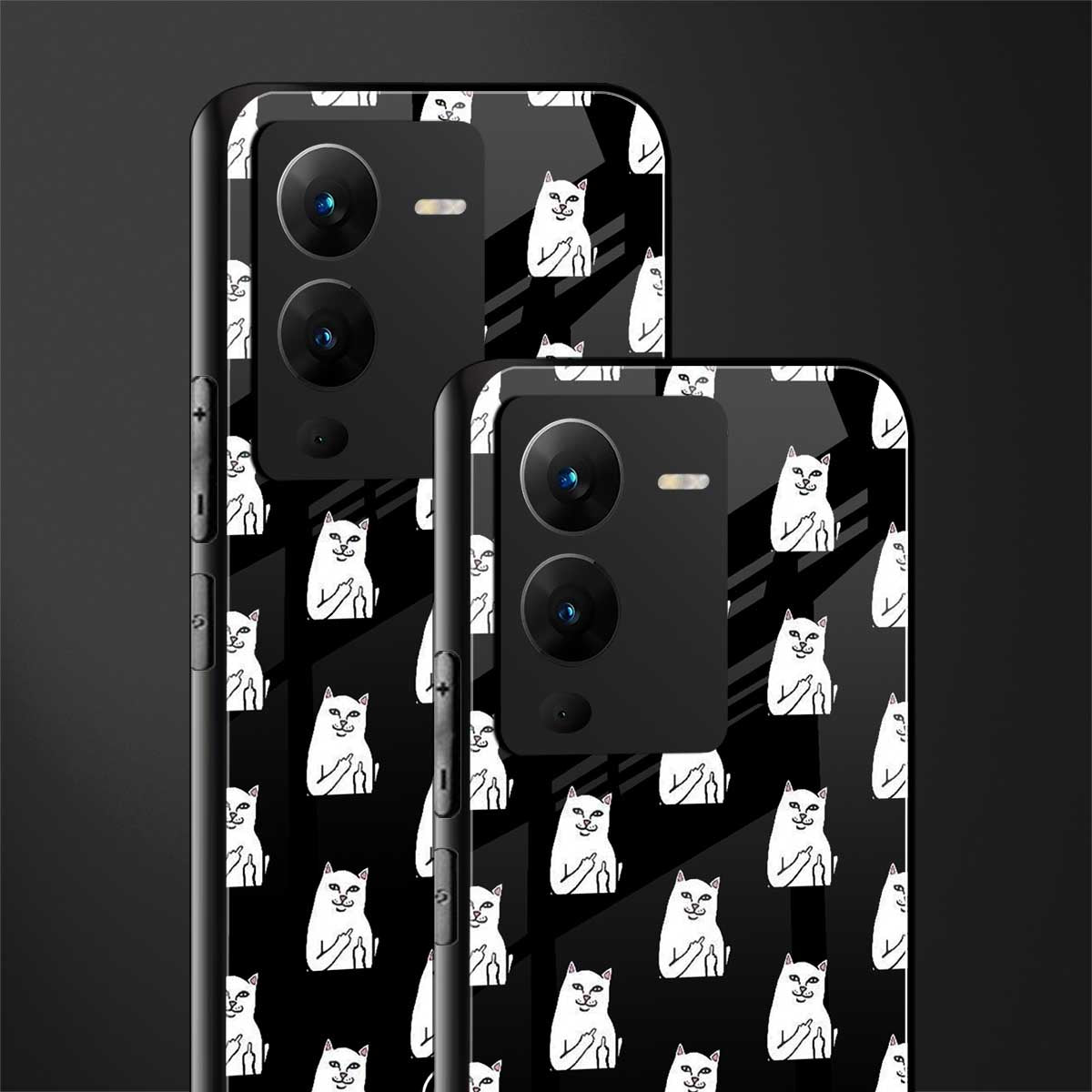 middle finger cat meme back phone cover | glass case for vivo v25 pro 5g