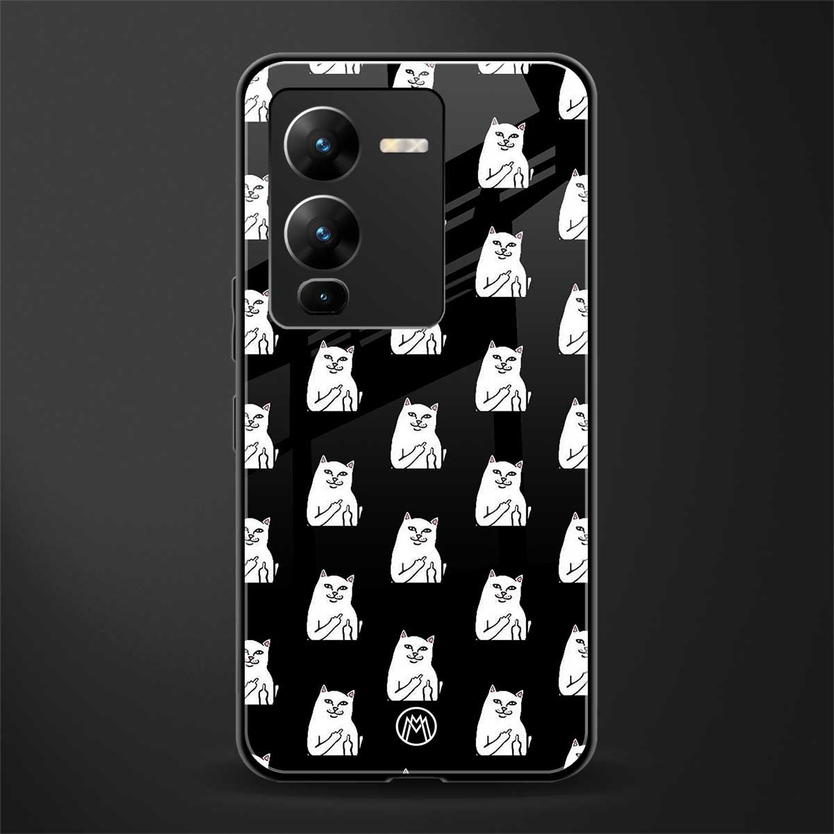 middle finger cat meme back phone cover | glass case for vivo v25 pro 5g