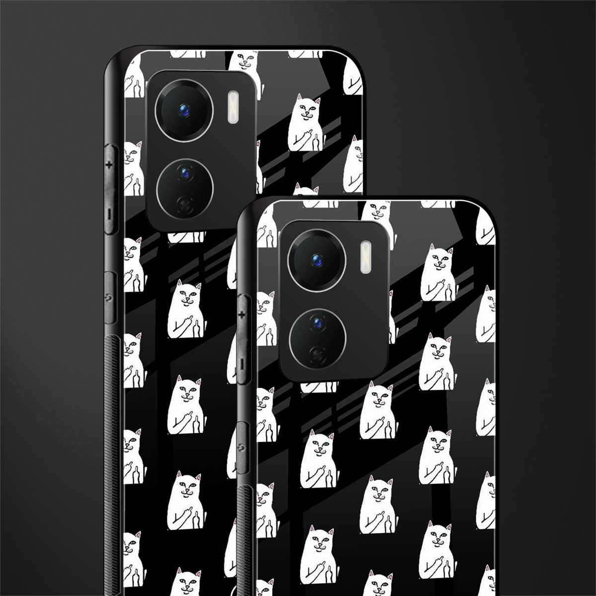 middle finger cat meme back phone cover | glass case for vivo y16