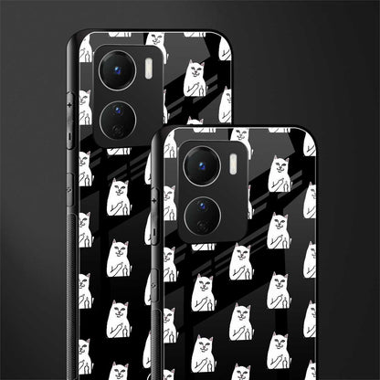 middle finger cat meme back phone cover | glass case for vivo y16