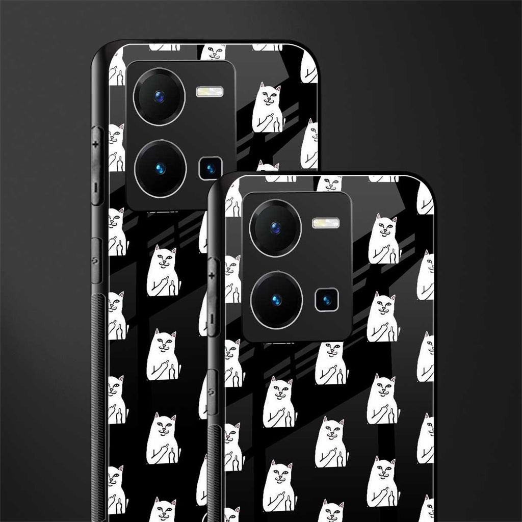 middle finger cat meme back phone cover | glass case for vivo y35 4g