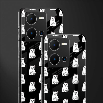middle finger cat meme back phone cover | glass case for vivo y35 4g