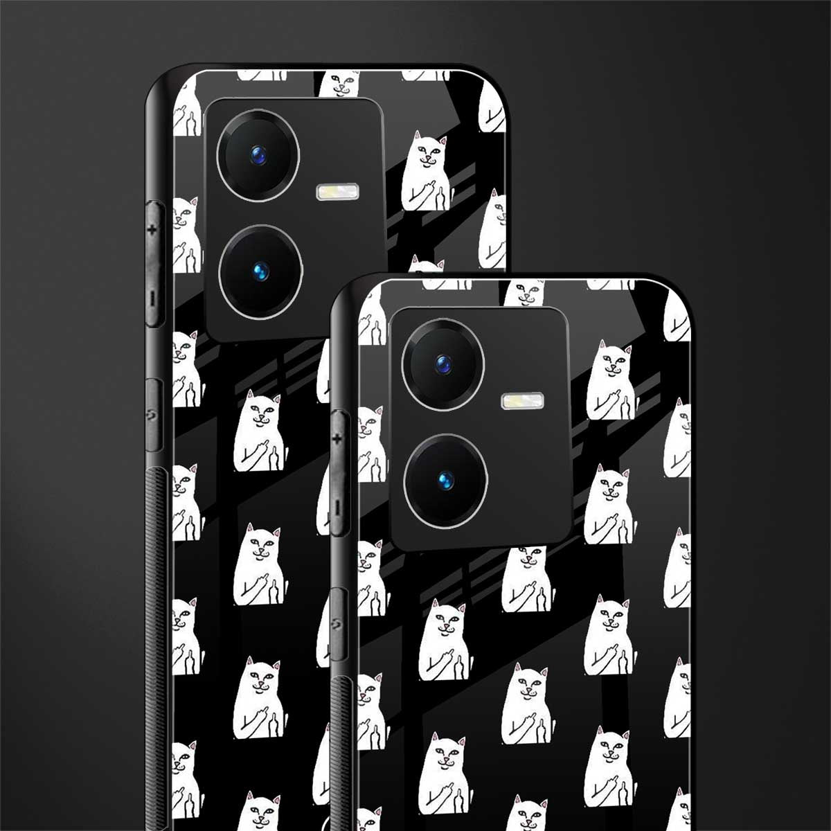 middle finger cat meme back phone cover | glass case for vivo y22