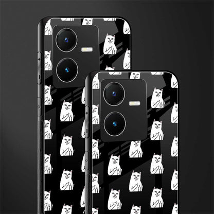 middle finger cat meme back phone cover | glass case for vivo y22