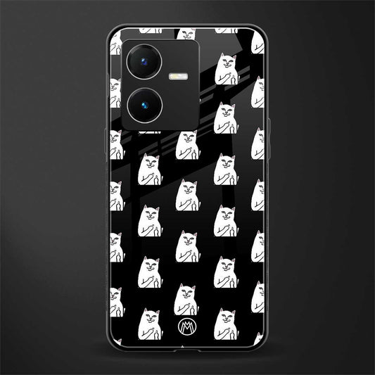 middle finger cat meme back phone cover | glass case for vivo y22