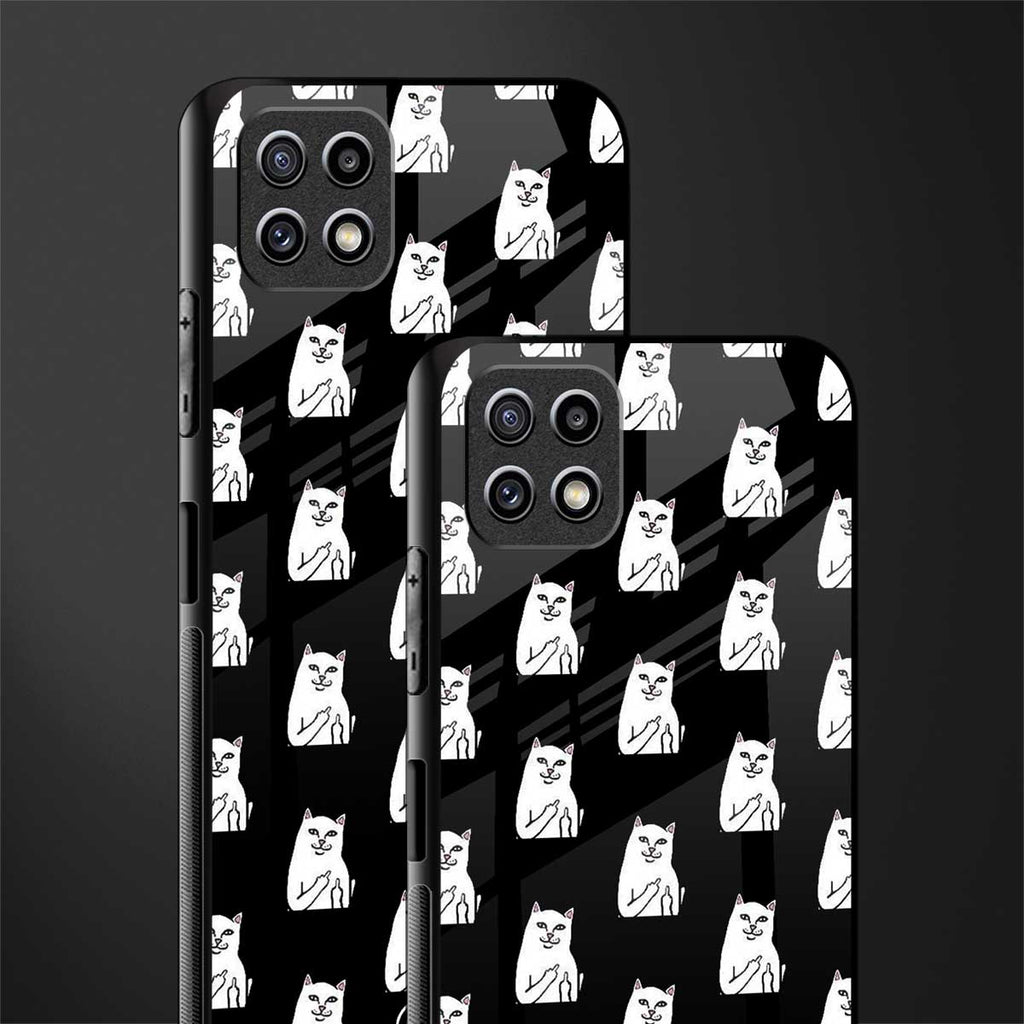 middle finger cat meme back phone cover | glass case for samsung galaxy f42