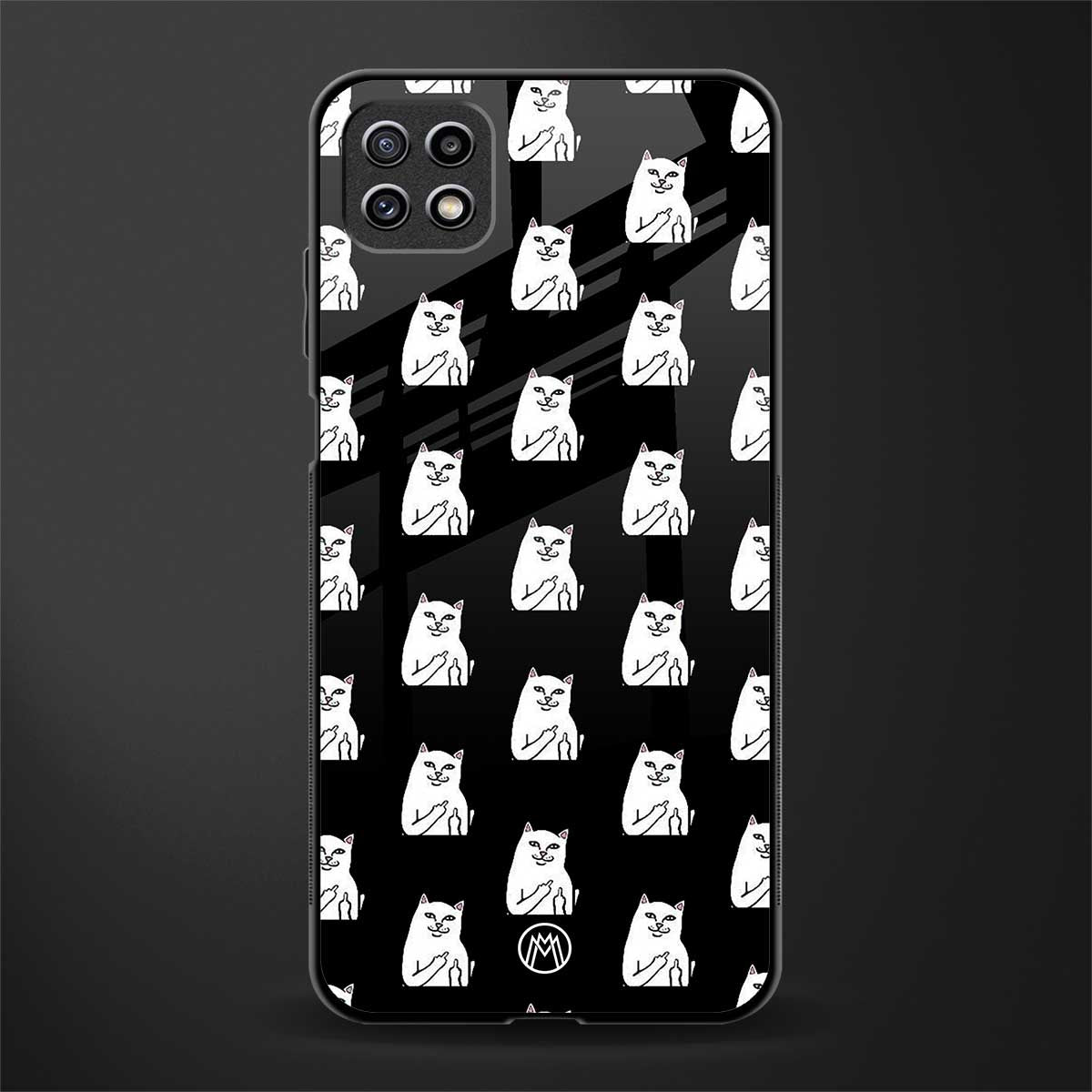 middle finger cat meme back phone cover | glass case for samsung galaxy f42