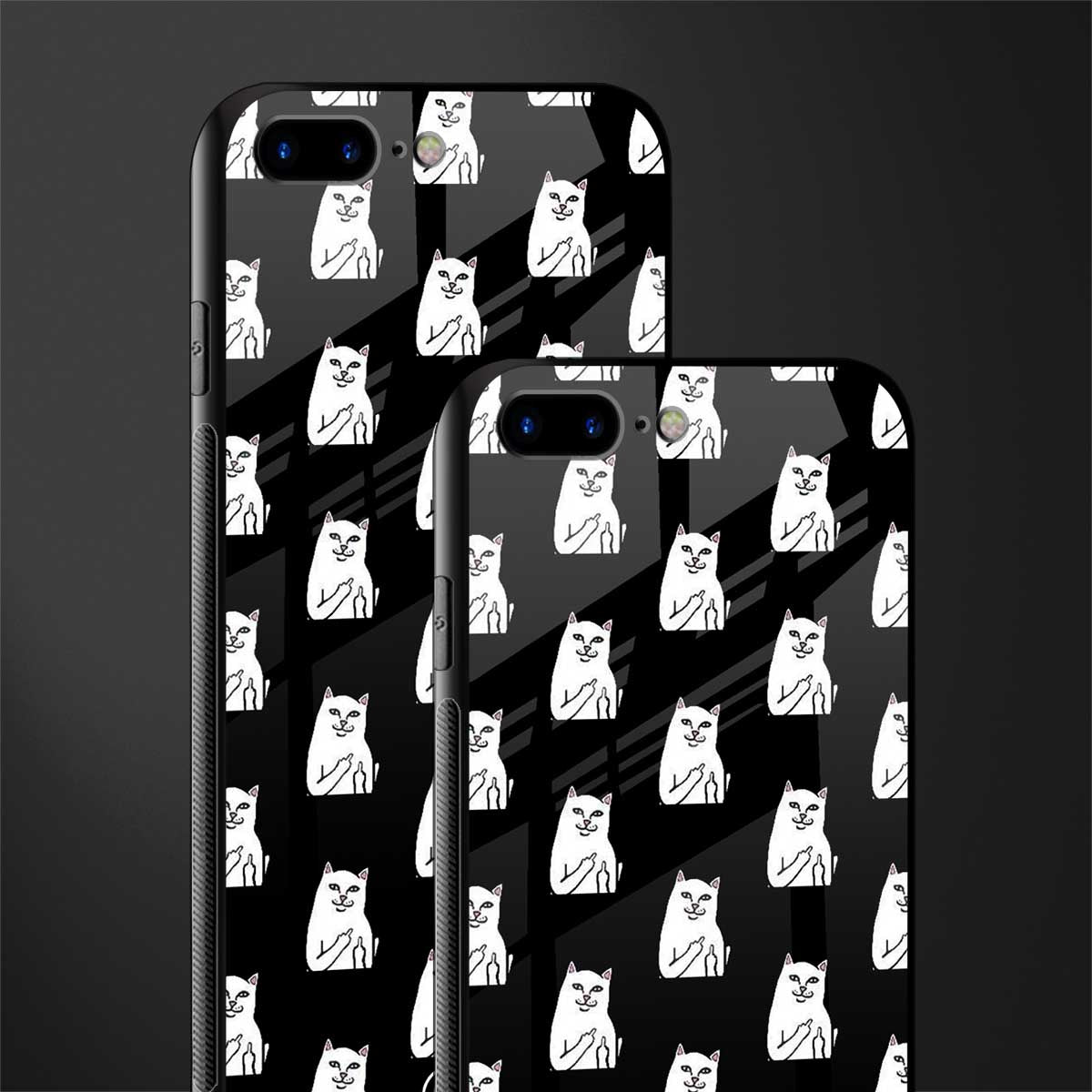 middle finger cat meme glass case for iphone 8 plus image-2