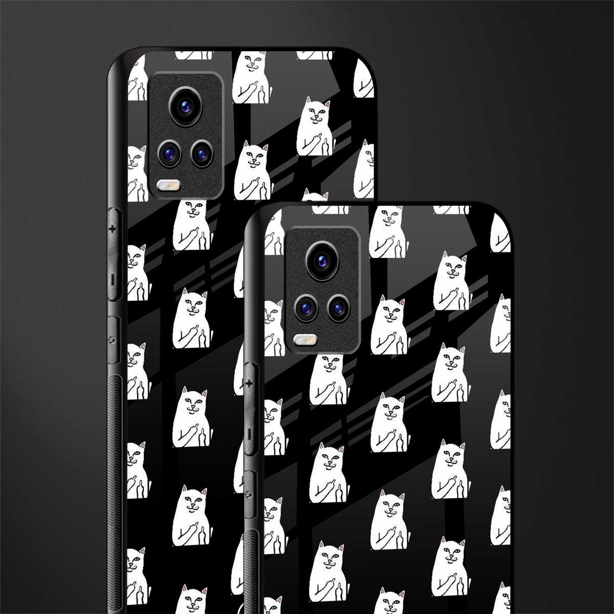 middle finger cat meme back phone cover | glass case for vivo v21e 4g