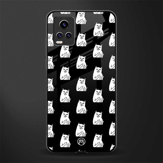 middle finger cat meme back phone cover | glass case for vivo v21e 4g
