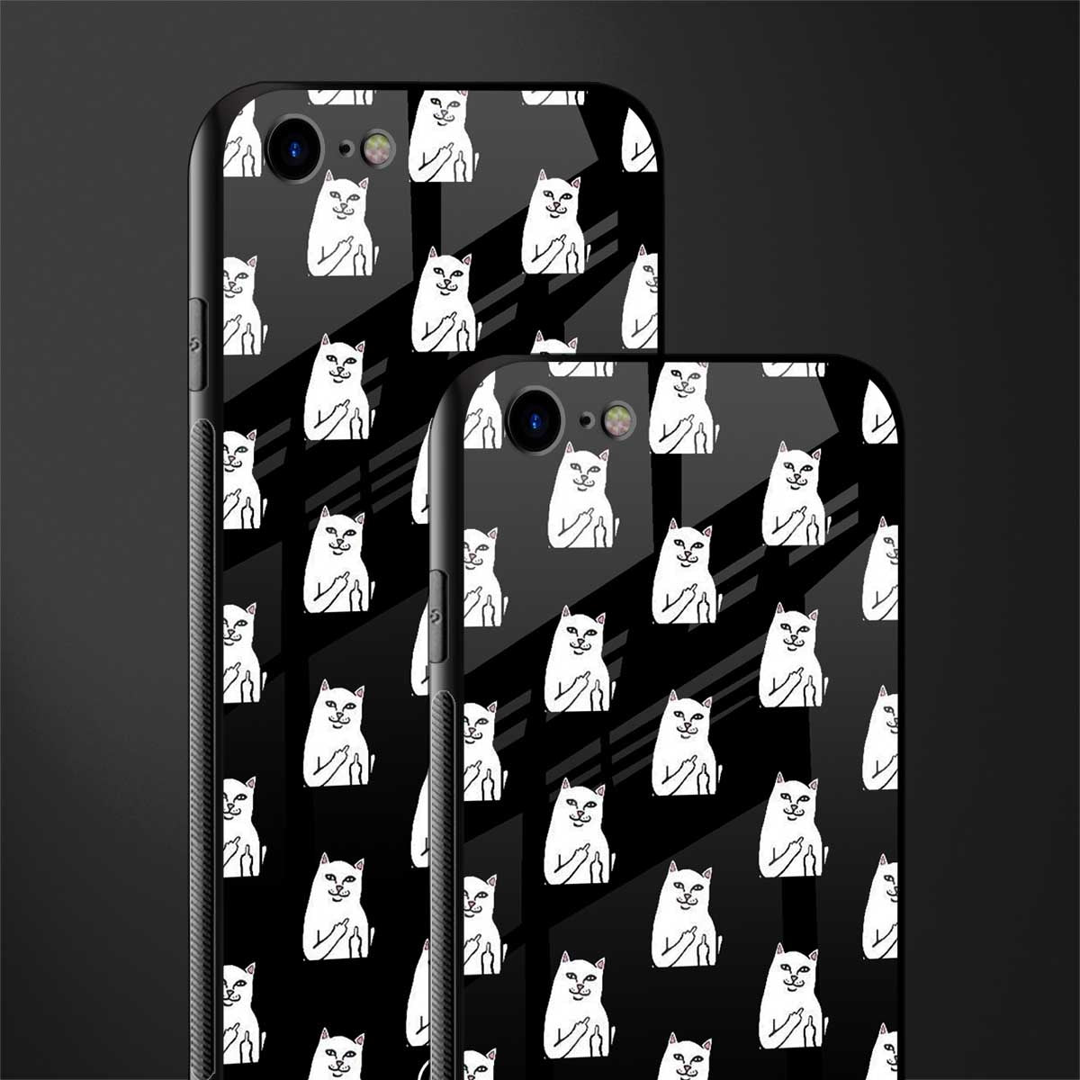 middle finger cat meme glass case for iphone 8 image-2
