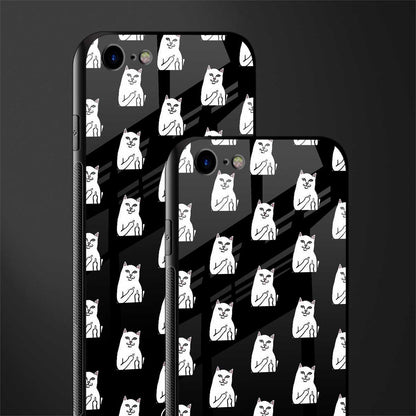 middle finger cat meme glass case for iphone se 2020 image-2