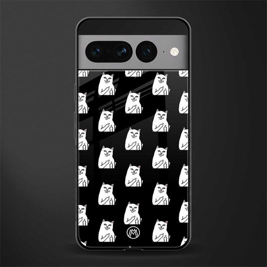 middle finger cat meme back phone cover | glass case for google pixel 7 pro