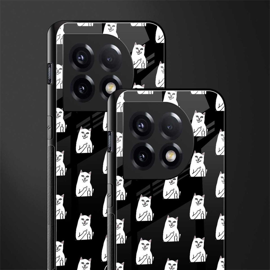 middle finger cat meme back phone cover | glass case for oneplus 11