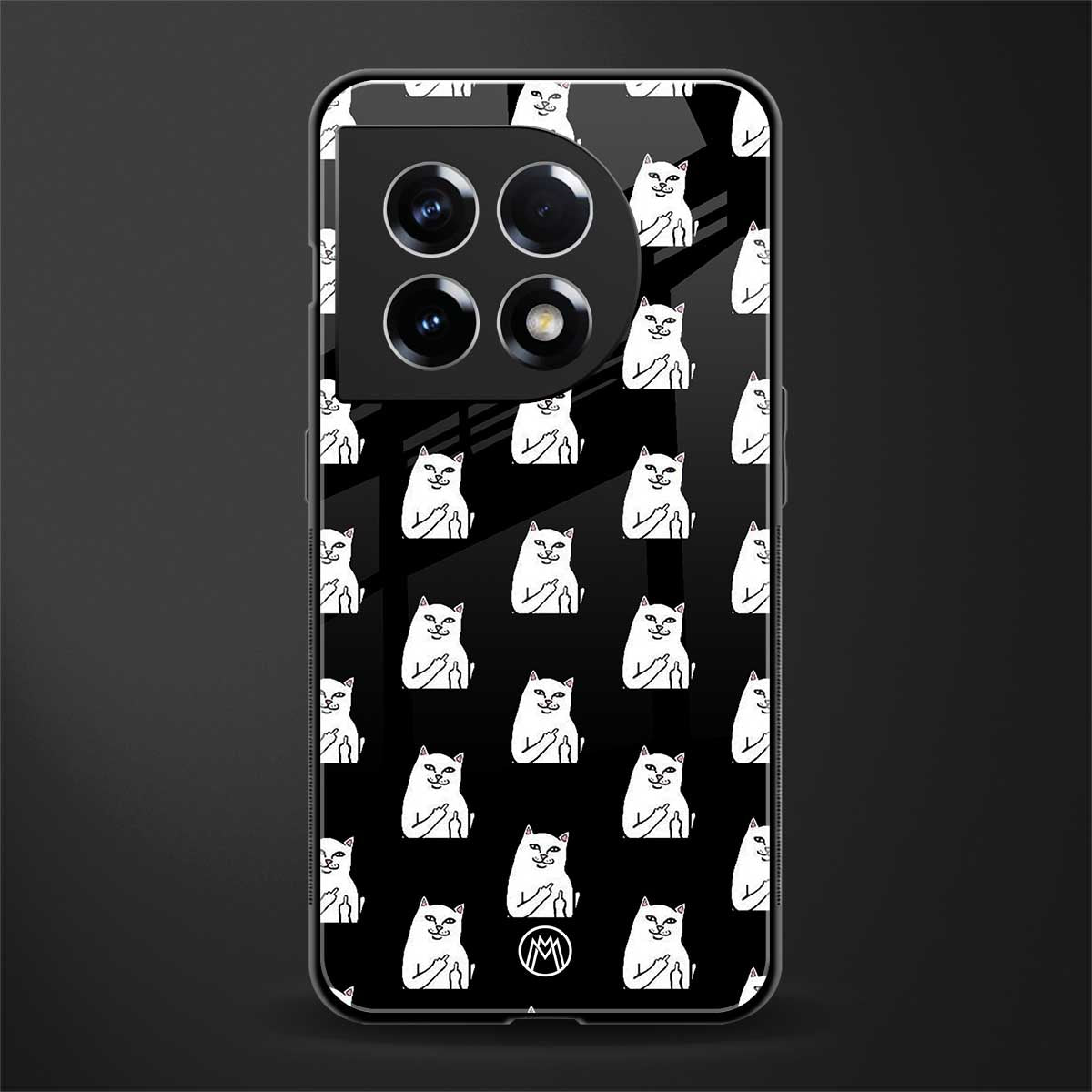 middle finger cat meme back phone cover | glass case for oneplus 11