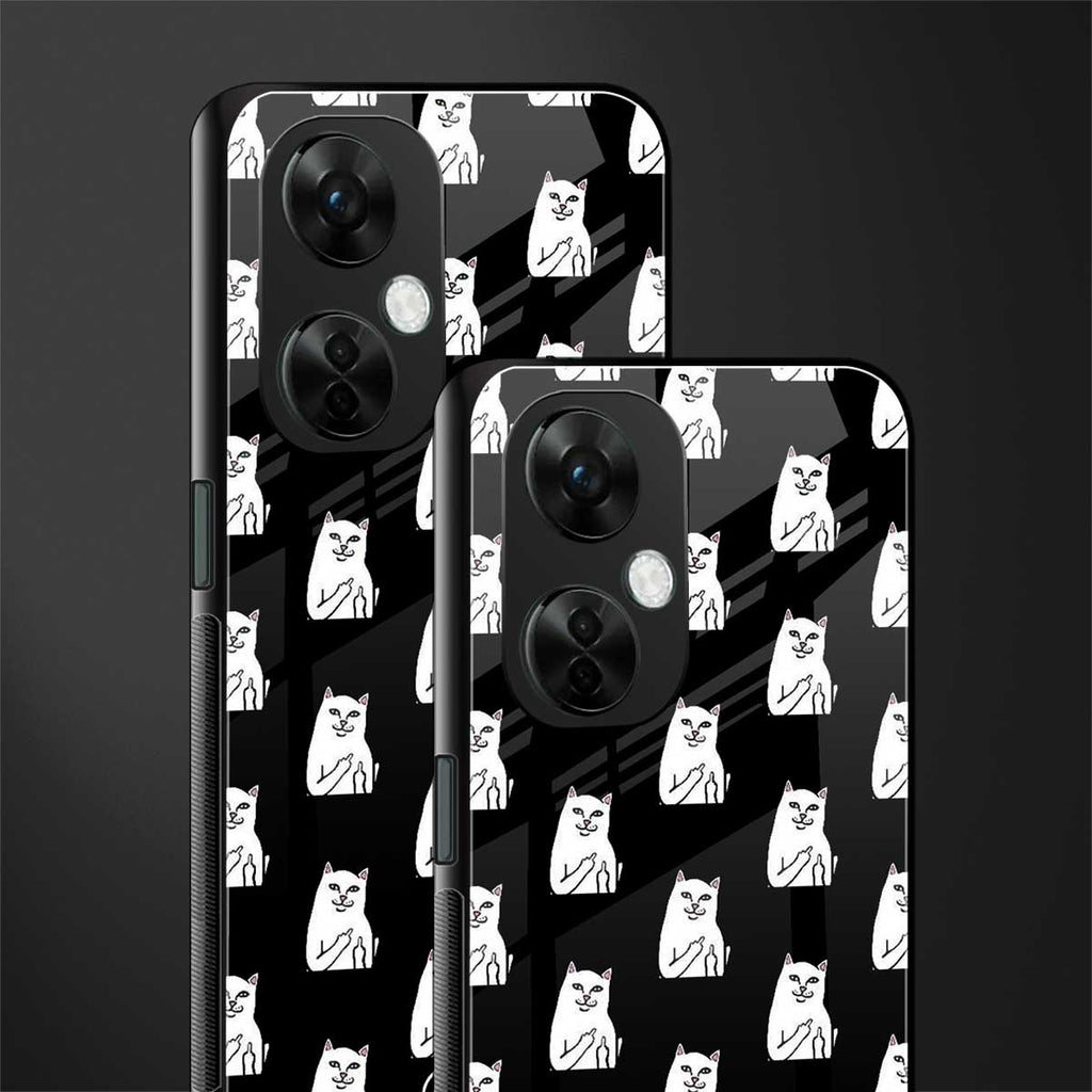 middle finger cat meme back phone cover | glass case for oneplus nord ce 3 lite