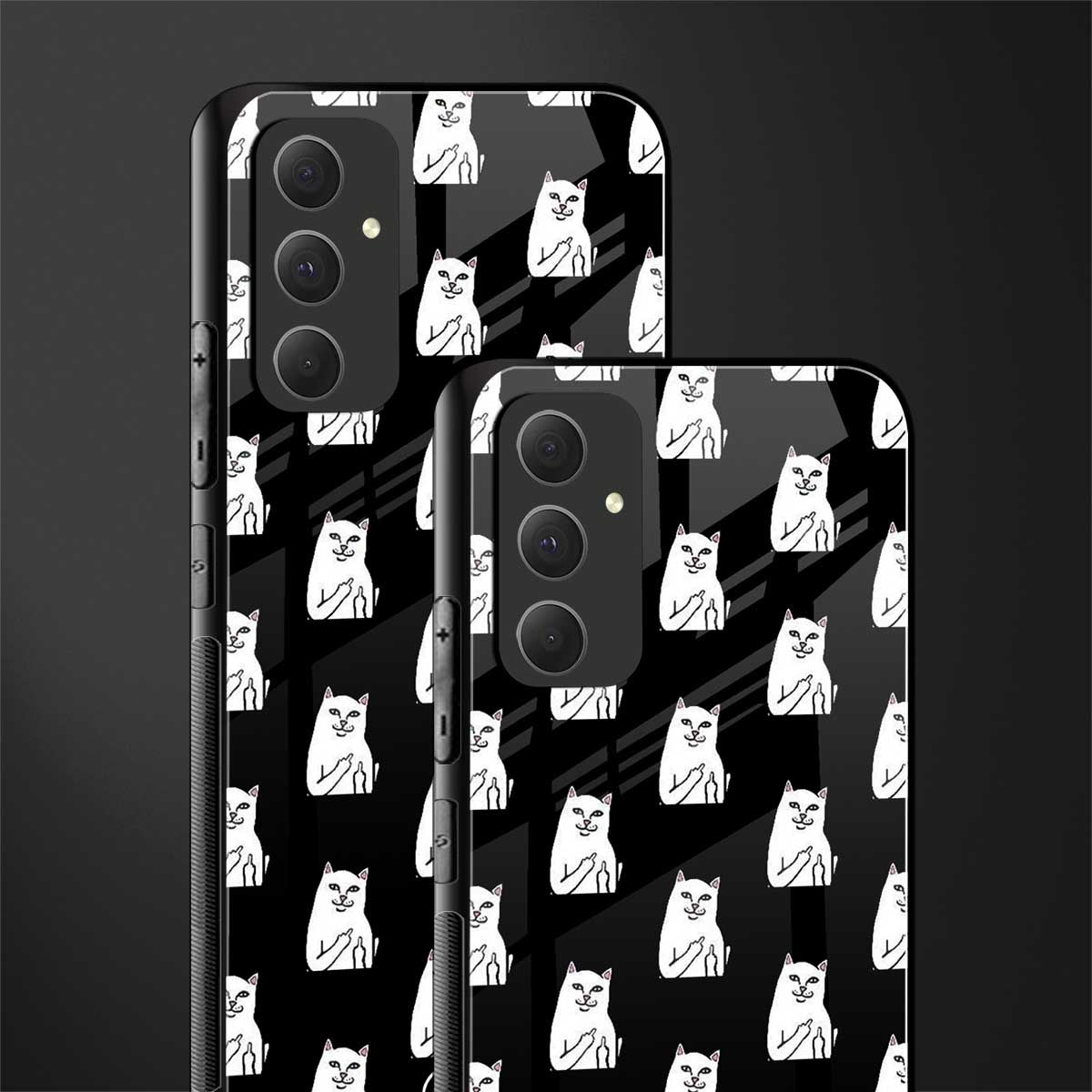 middle finger cat meme back phone cover | glass case for samsung galaxy a54 5g