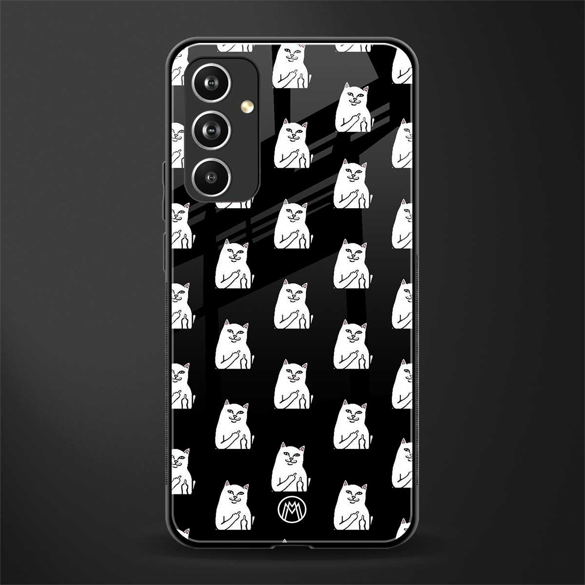 middle finger cat meme back phone cover | glass case for samsung galaxy a54 5g