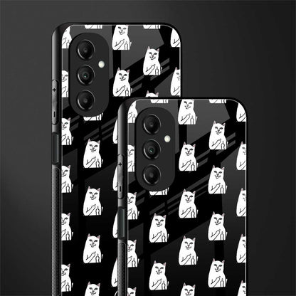 middle finger cat meme back phone cover | glass case for samsung galaxy a14 5g