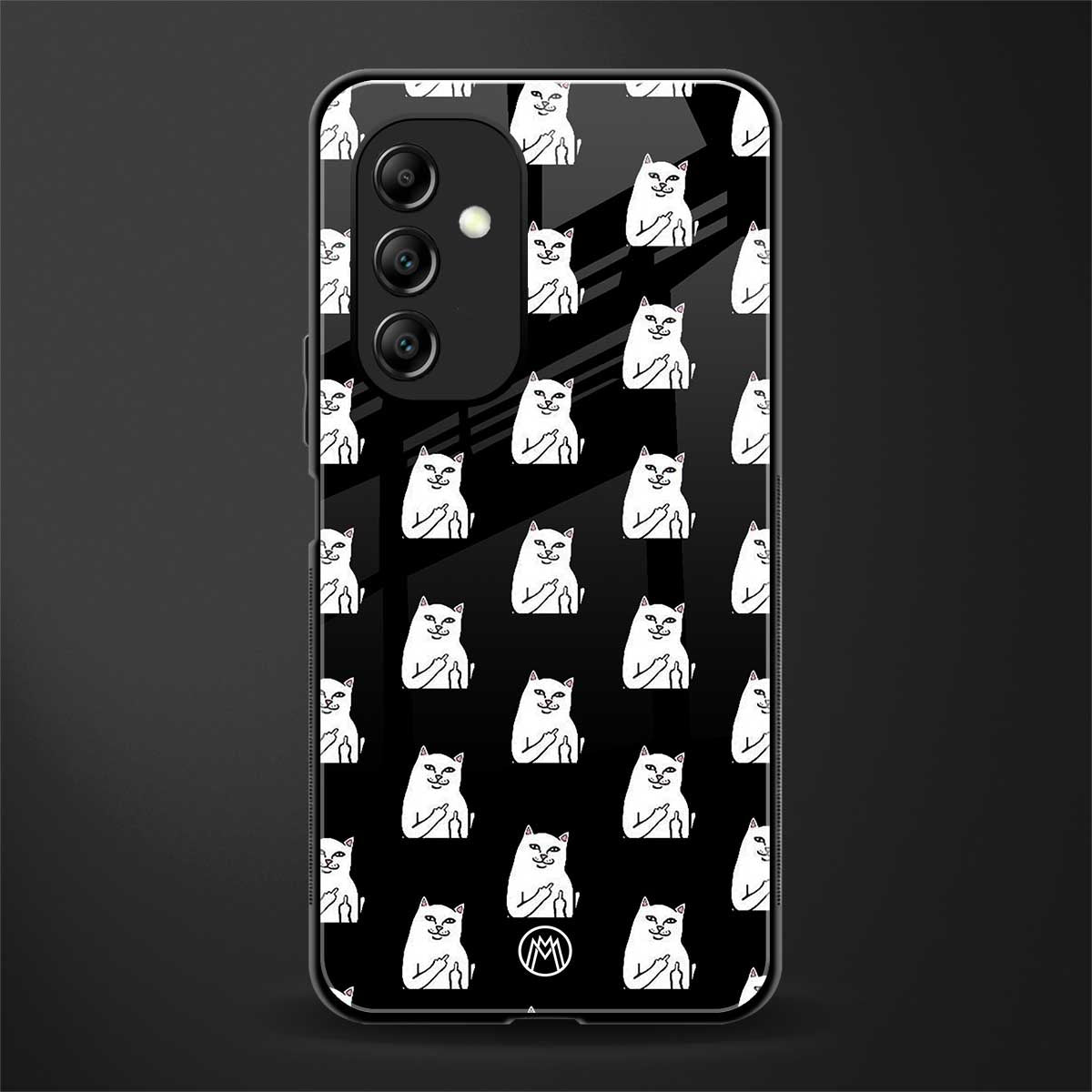 middle finger cat meme back phone cover | glass case for samsung galaxy a14 5g