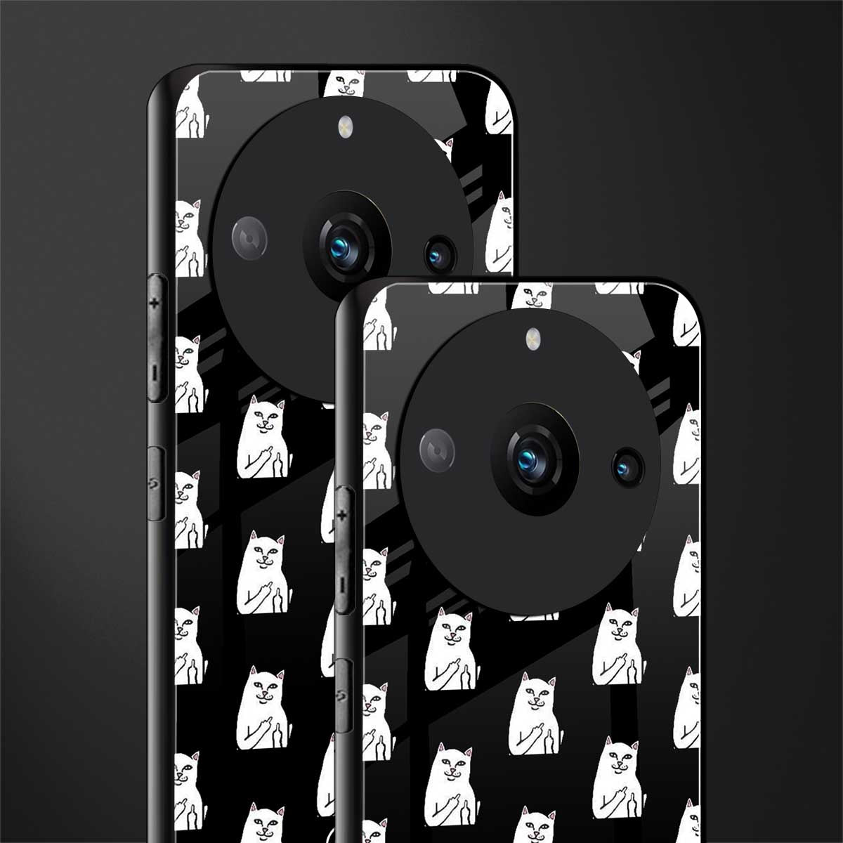 middle finger cat meme back phone cover | glass case for realme 11 pro 5g