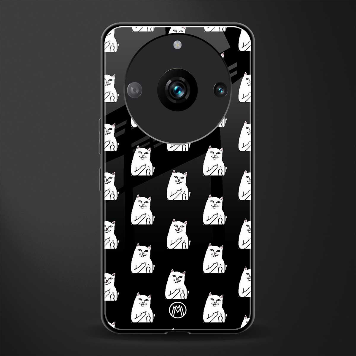 middle finger cat meme back phone cover | glass case for realme 11 pro 5g