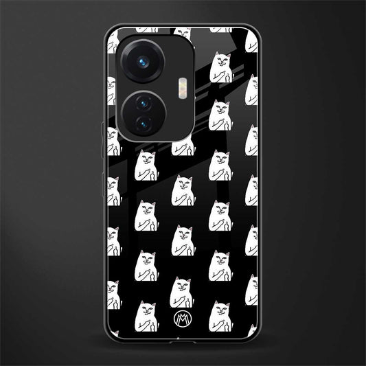 middle finger cat meme back phone cover | glass case for vivo t1 44w 4g