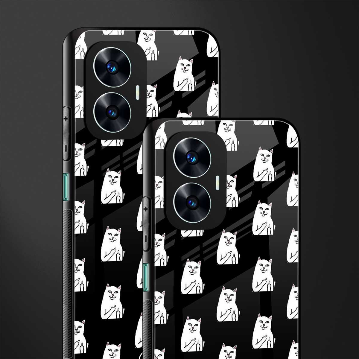 middle finger cat meme back phone cover | glass case for realme c55