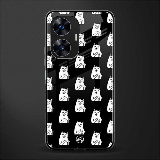middle finger cat meme back phone cover | glass case for realme c55